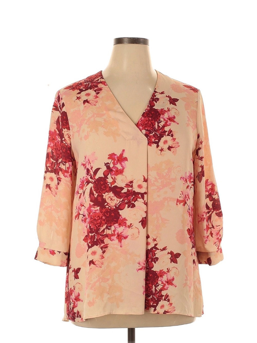 Rose & Olive Peach Floral V-Neck Blouse
